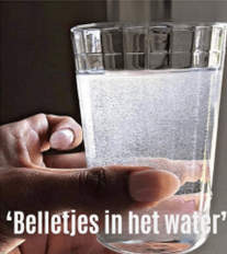 waterstof in water, belletjes in het water